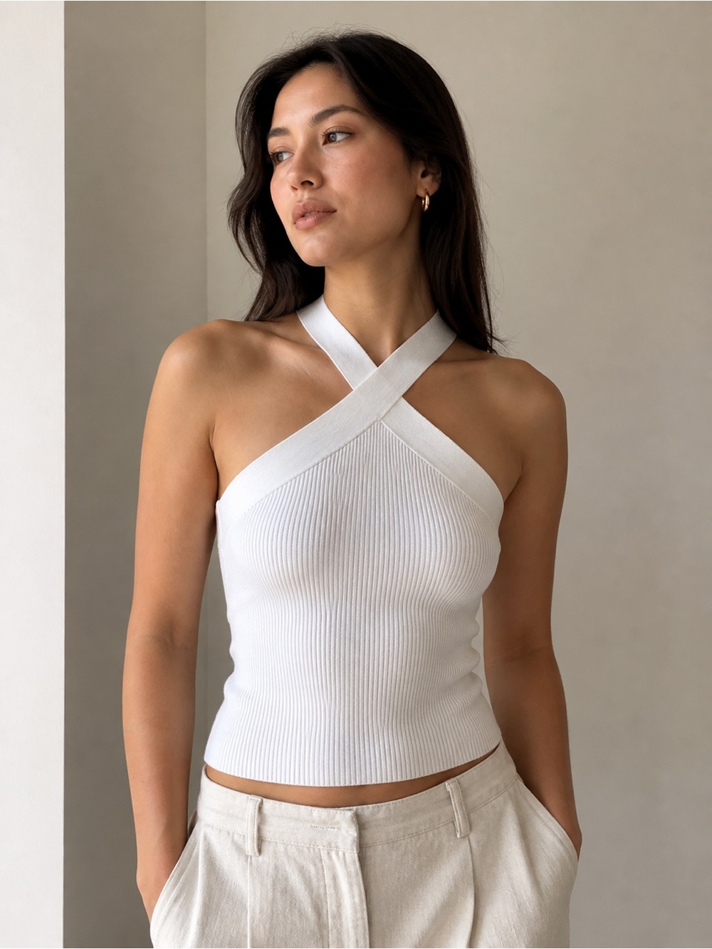 Aritzia Babaton Sculpt Knit Criss Cross Tank